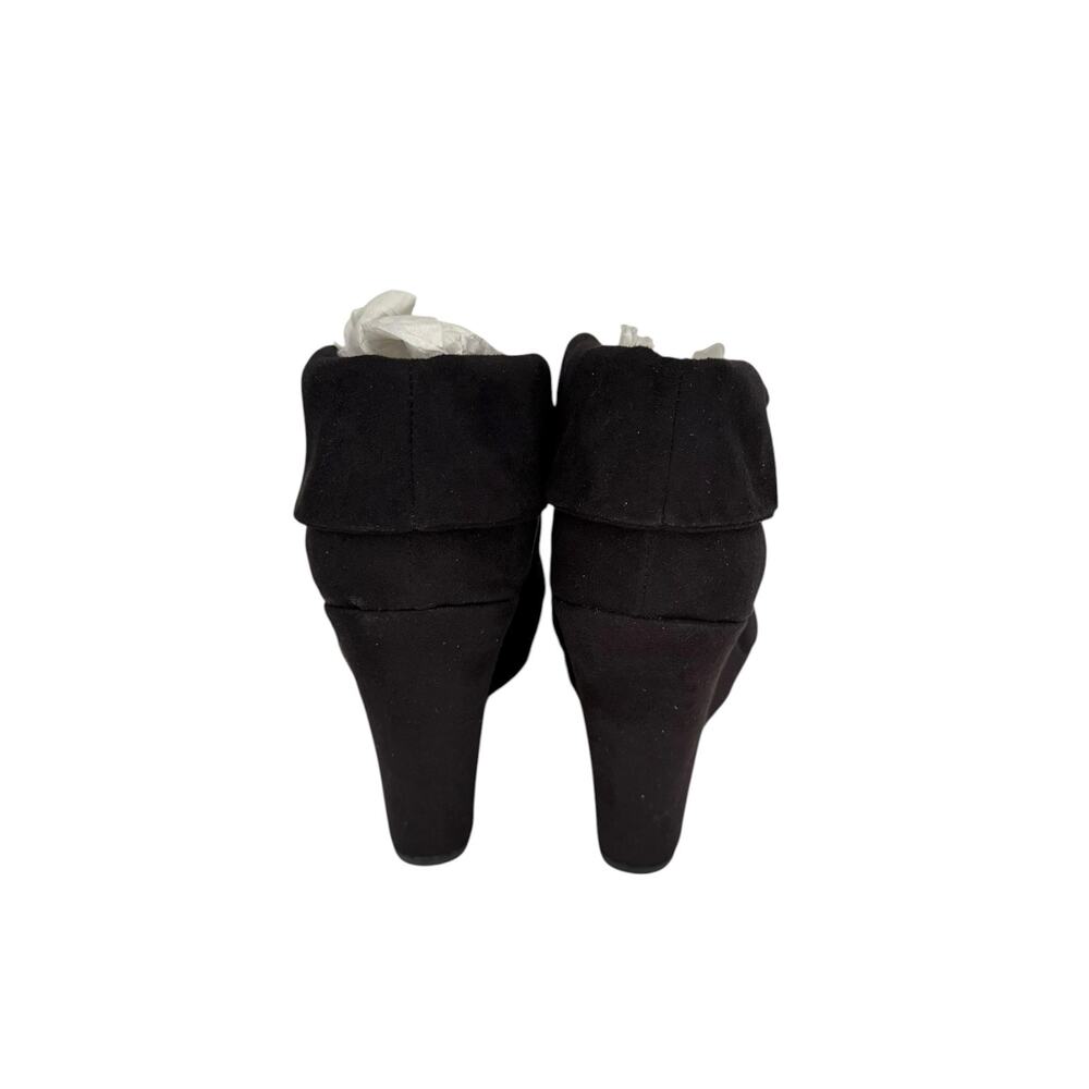 Kelsi Dagger Wilma Fold Over Platform Wedge Bootie Womens 8 Black Microsuede NEW - Picture 3 of 6